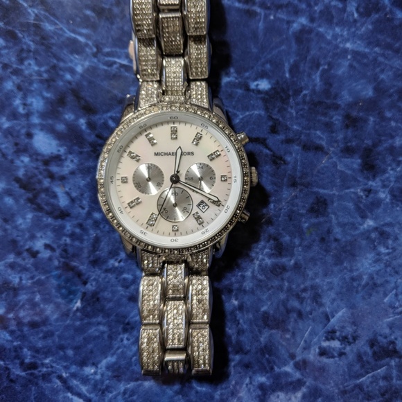 Michael Kors Silver Watch with Pave Watch Band